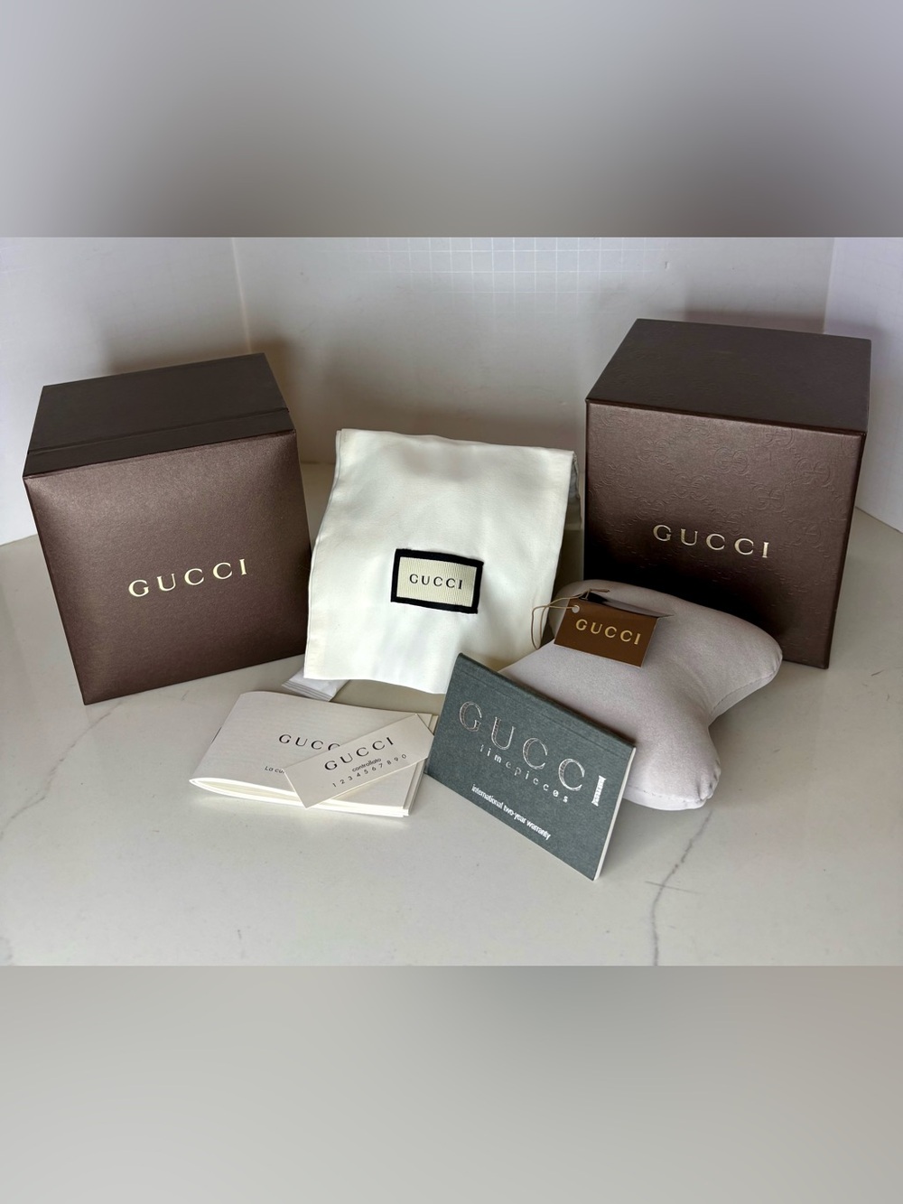 Gucci Timepiece Gift Box W/Extras 4.5 x 4.5 inches
